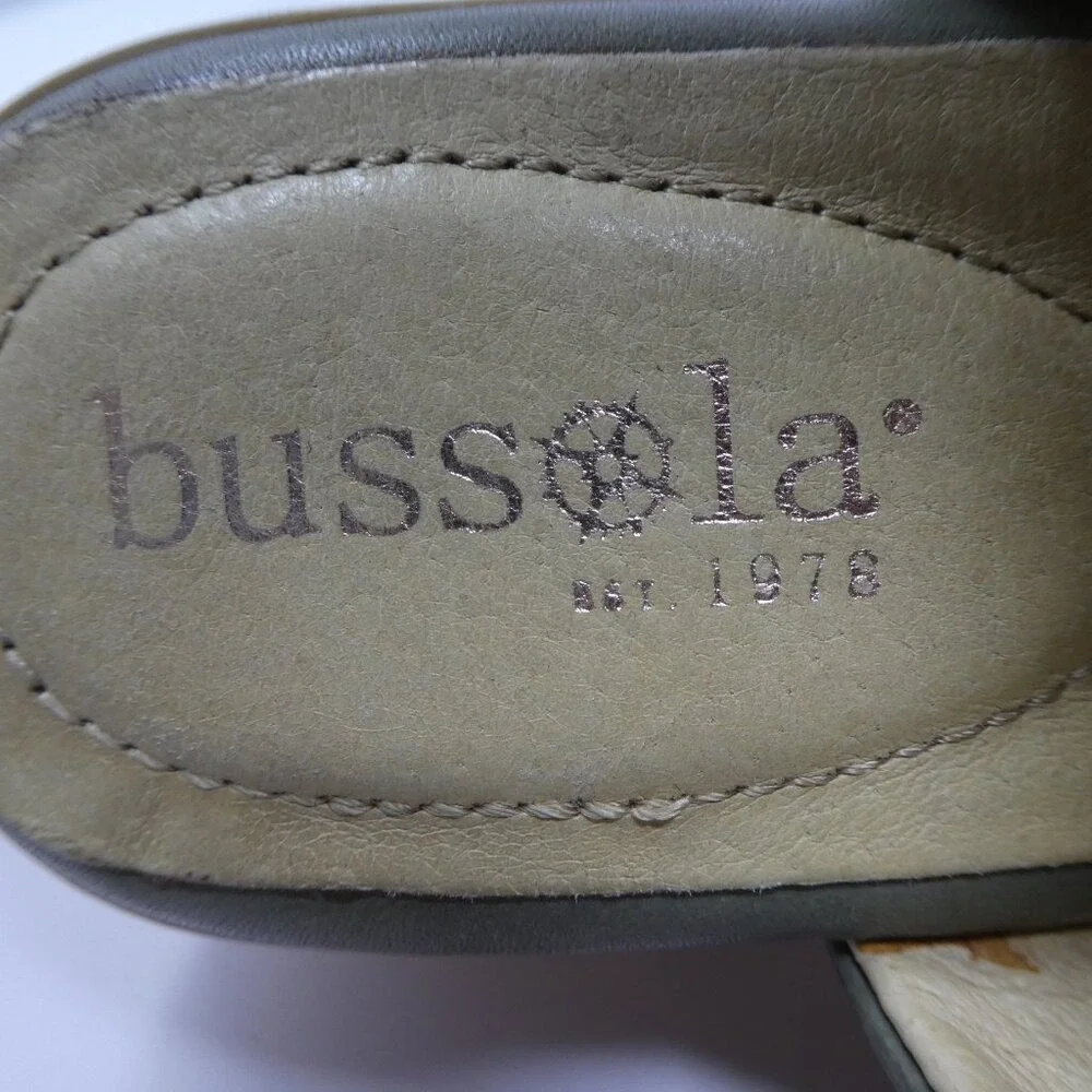 Bussola Massa Wedge‎ Sandals Womens 37 US 6-6.5 Green Leather Studded Slingback